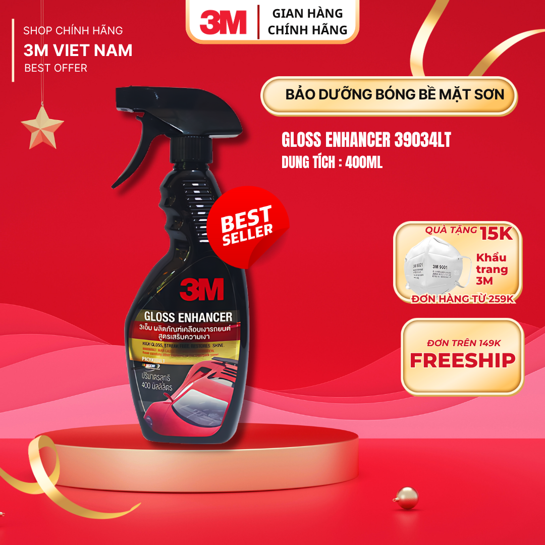 Chai xịt tăng độ bóng sơn 3M 39034LT-  400ml Dùng được cho ô tô và xe máy - Nk Thái Lan