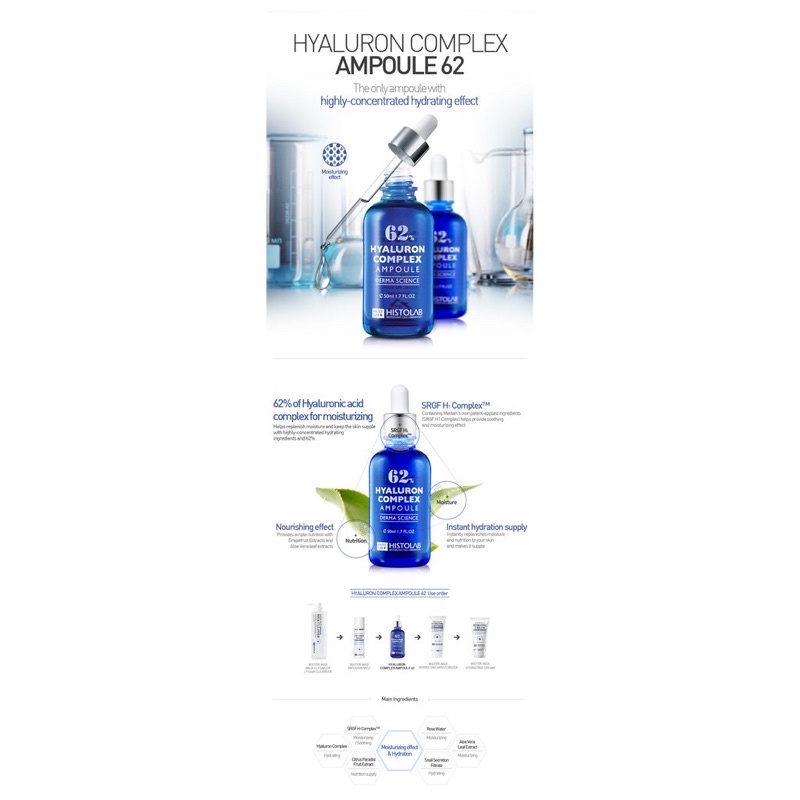 (Histolab) TINH CHẤT CẤP ẨM THIẾT YẾU - HYALURON COMPLEX AMPOULE 62%