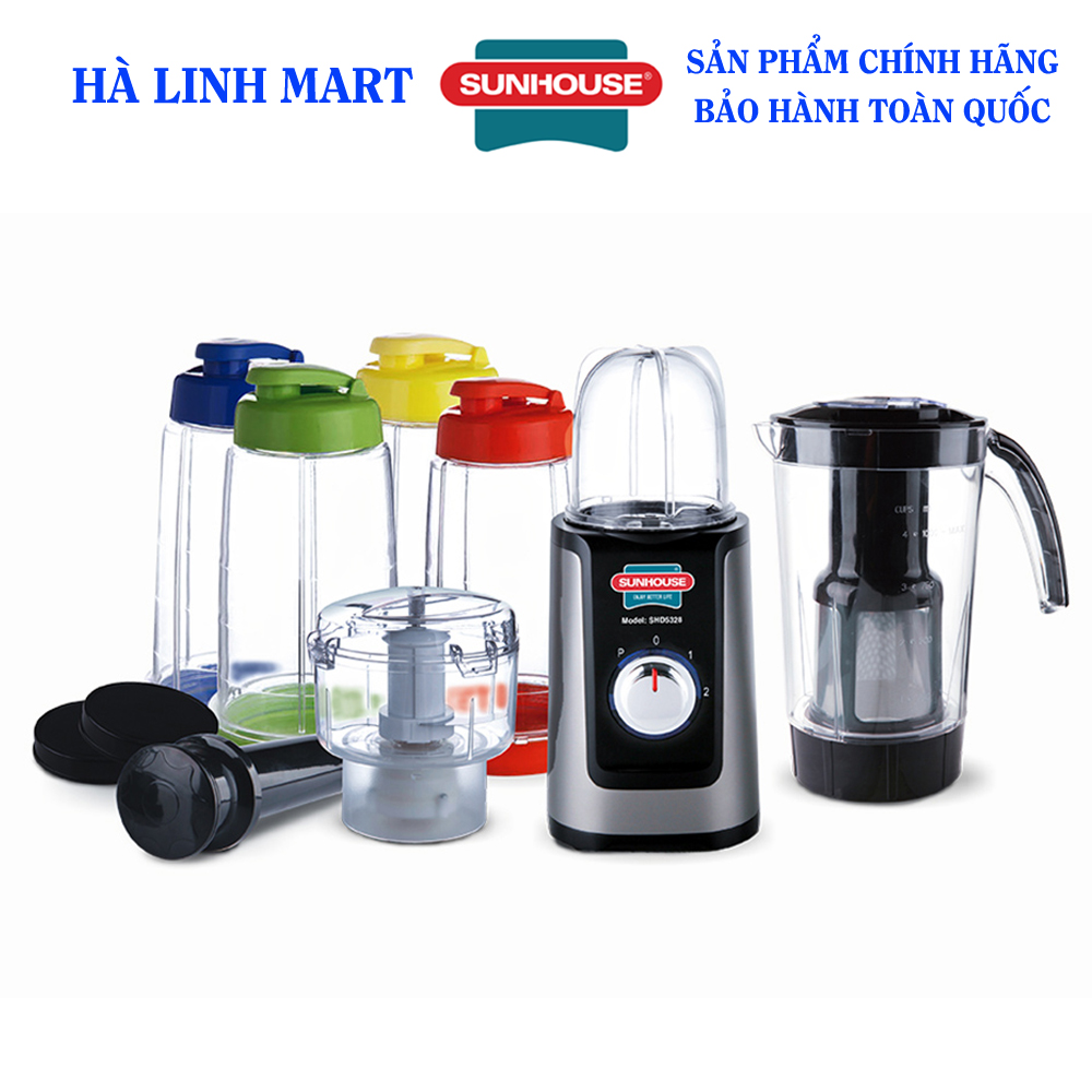 Máy xay sinh tố đa năng Sunhouse SHD5328 - Máy xay sinh tố Sunhouse, Máy xay đa năng 8 trong 1 tiện lợi, Lưỡi dao inox cao cấp sắc bén, cối xay nhựa PP siêu bền, Hàng chính hãng bảo hành 12 tháng