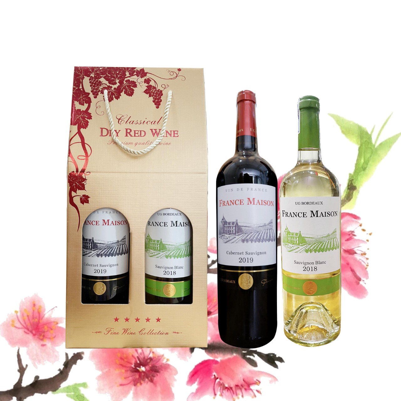 Set vang Pháp France Maison (hộp giấy 2 chai)