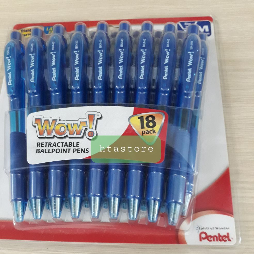 Vĩ 18 bút bi Pentel BK440 màu xanh