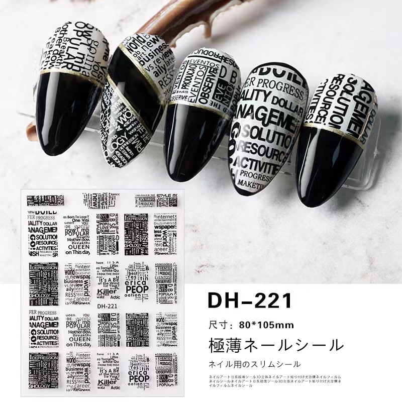Sticker dán móng chủ đề chữ 2