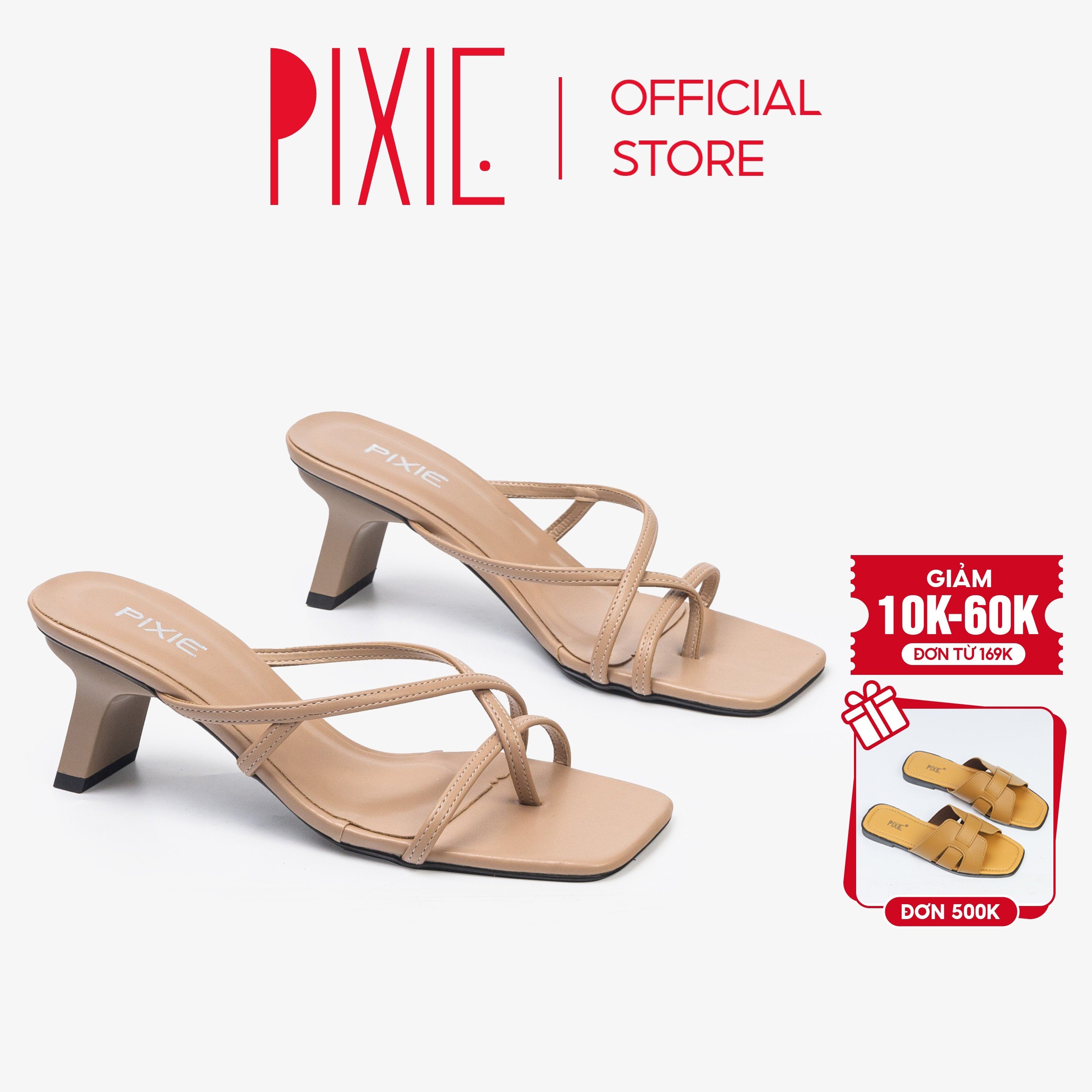 Guốc cao gót 6cm xỏ ngón quai mảnh pixie e146