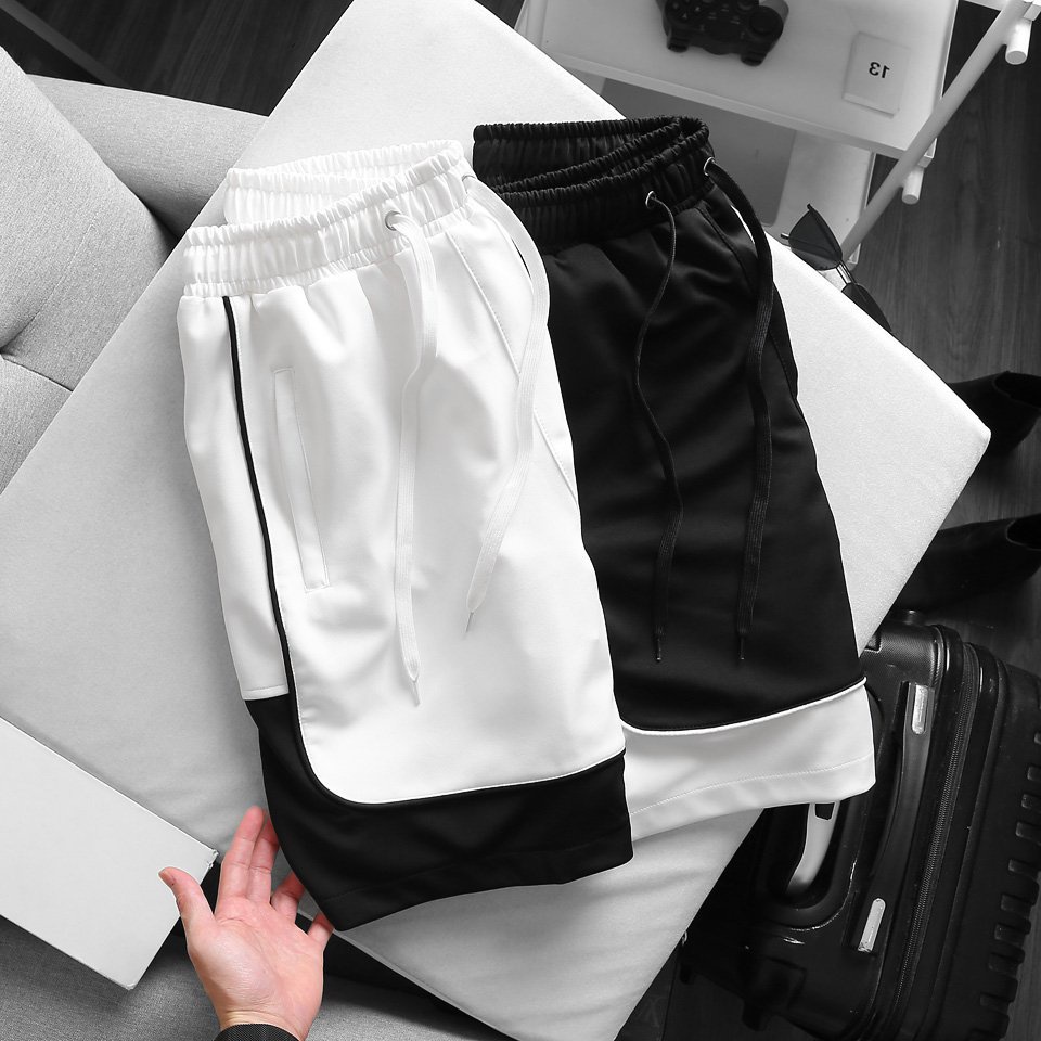 (bigsize) Quần short thun nam thời trang bigsize ( 90 - 140kg) - phối trắng đen