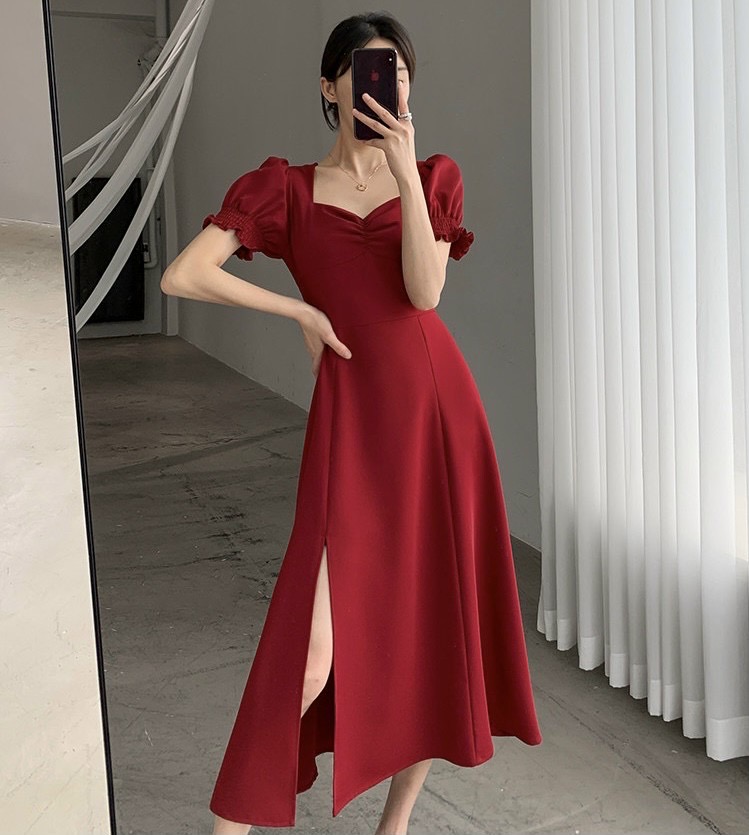 Đầm nhúng ngực xẻ tà 3 màu