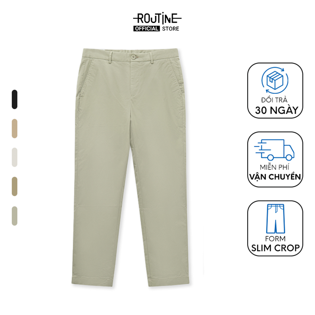 Quần Kaki Nam Cotton Trơn Form Slim Crop - Routine 10S23PCA101C