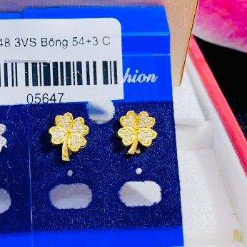 Bông tai nữ vàng bạc hoa may mắn dài đính đá cao cấp| Khuyên tai cao cấp - BT1362216 JURI - Phù hợp với mọi lứa tuổi - Dùng Đi Tiệc, Đi Chơi Vô Cùng Sang Chảnh