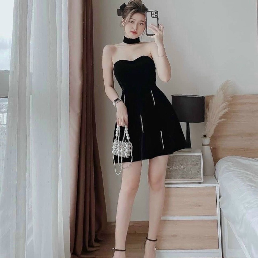 [Gorer Dress] Đầm WAYO nhung cúp ngực jocker cổ sang trọng