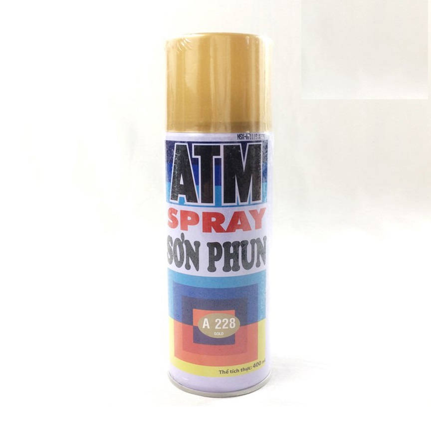 Sơn xịt ATM cho xe máy Spray A228 Gold ( màu nhũ vàng đồng) 400ml