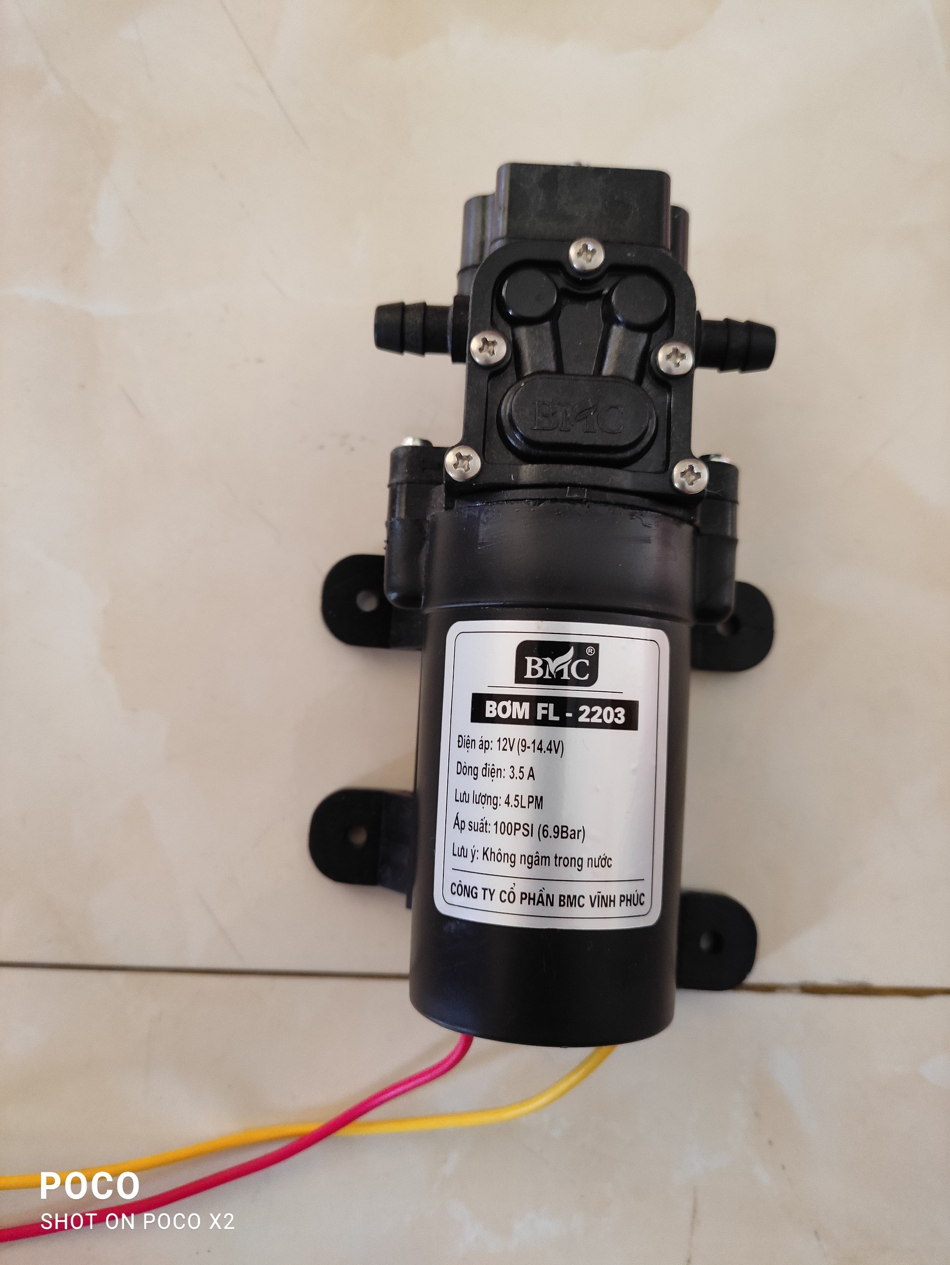 Máy bơm tăng áp mini 12V BMC, máy bơm mini 12V/42W