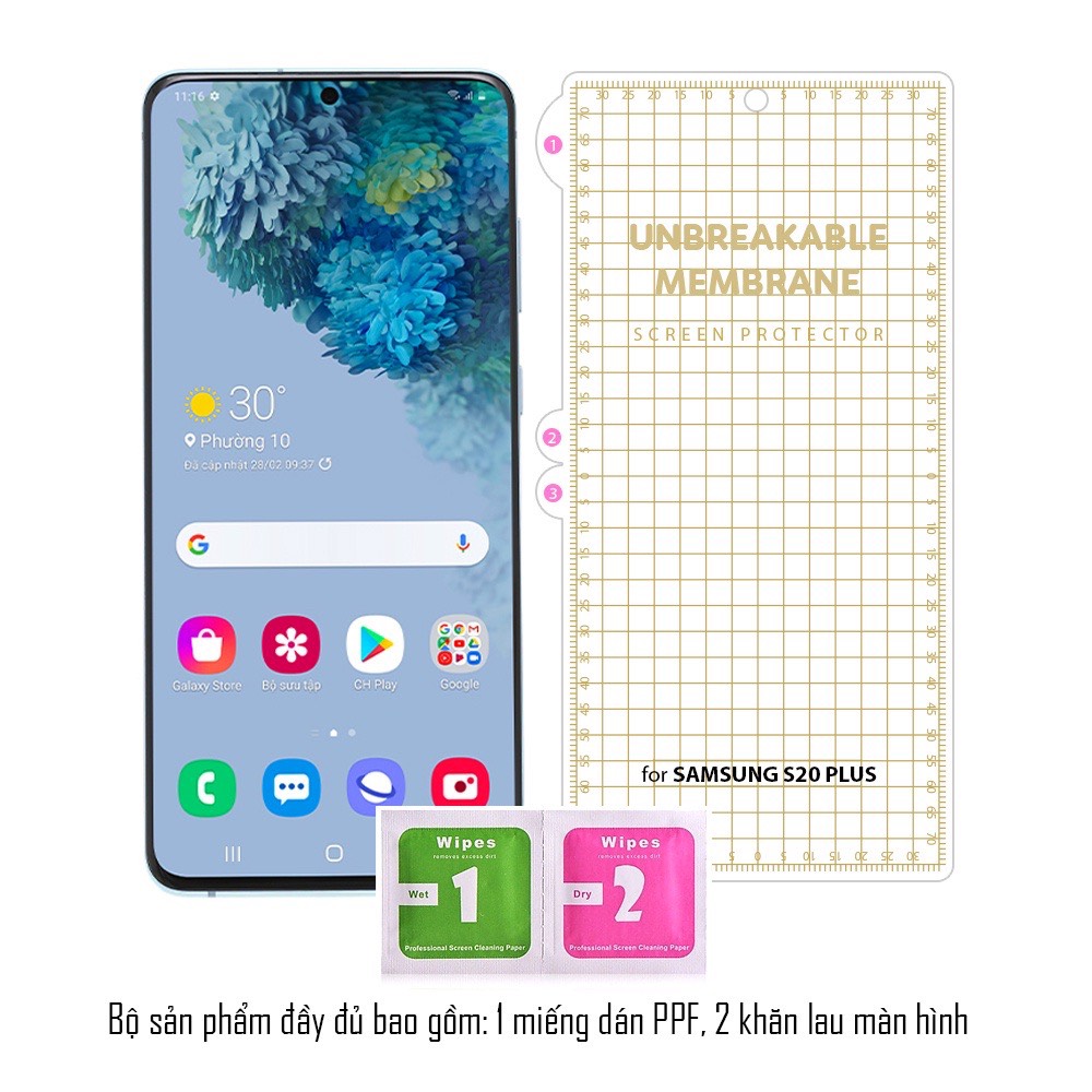 Dán dẻo PPF Samsung S8,S9,S10,S20,S21,S22,Note 8,Note 9,Note10, plus mặt trước full màn hình