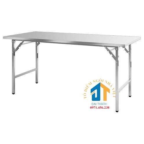 Bàn ăn inox công nhân gấp gọn rộng 80cm dài 1m6 XUẤT KHẨU