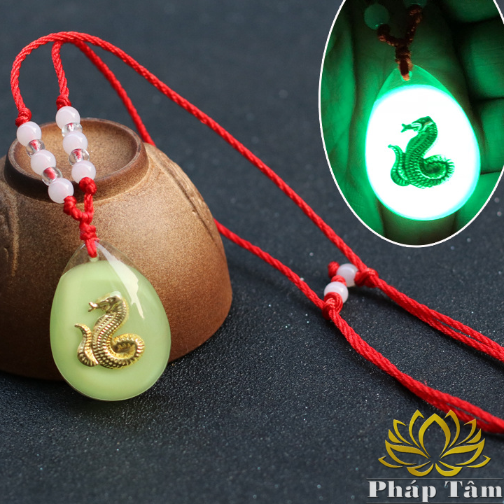 [SIÊU SALE+FREESHIP MAX 15K]Mặt Dây Chuyền Phong Thủy Dạ Quang 12 Con Giáp Dát Vàng