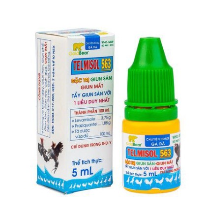[Hàng chính hãng] TELMISOL 563 [5ml] Tẩy giun sán cho gà Diệt giun sán và giun mắt ở gà