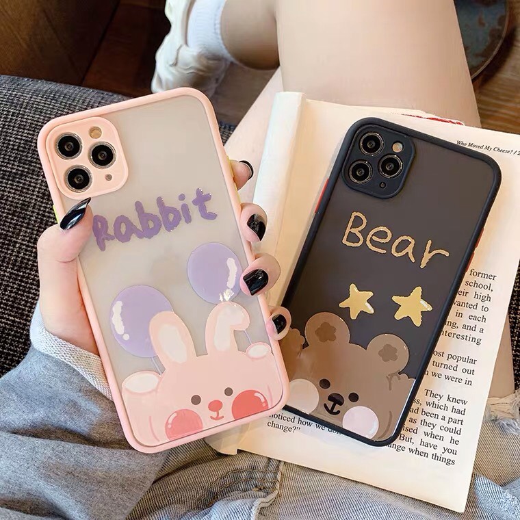 Ốp Lưng Nhám Chống Sock Va Đập Bảo Vệ Camera Rabbit x Bear