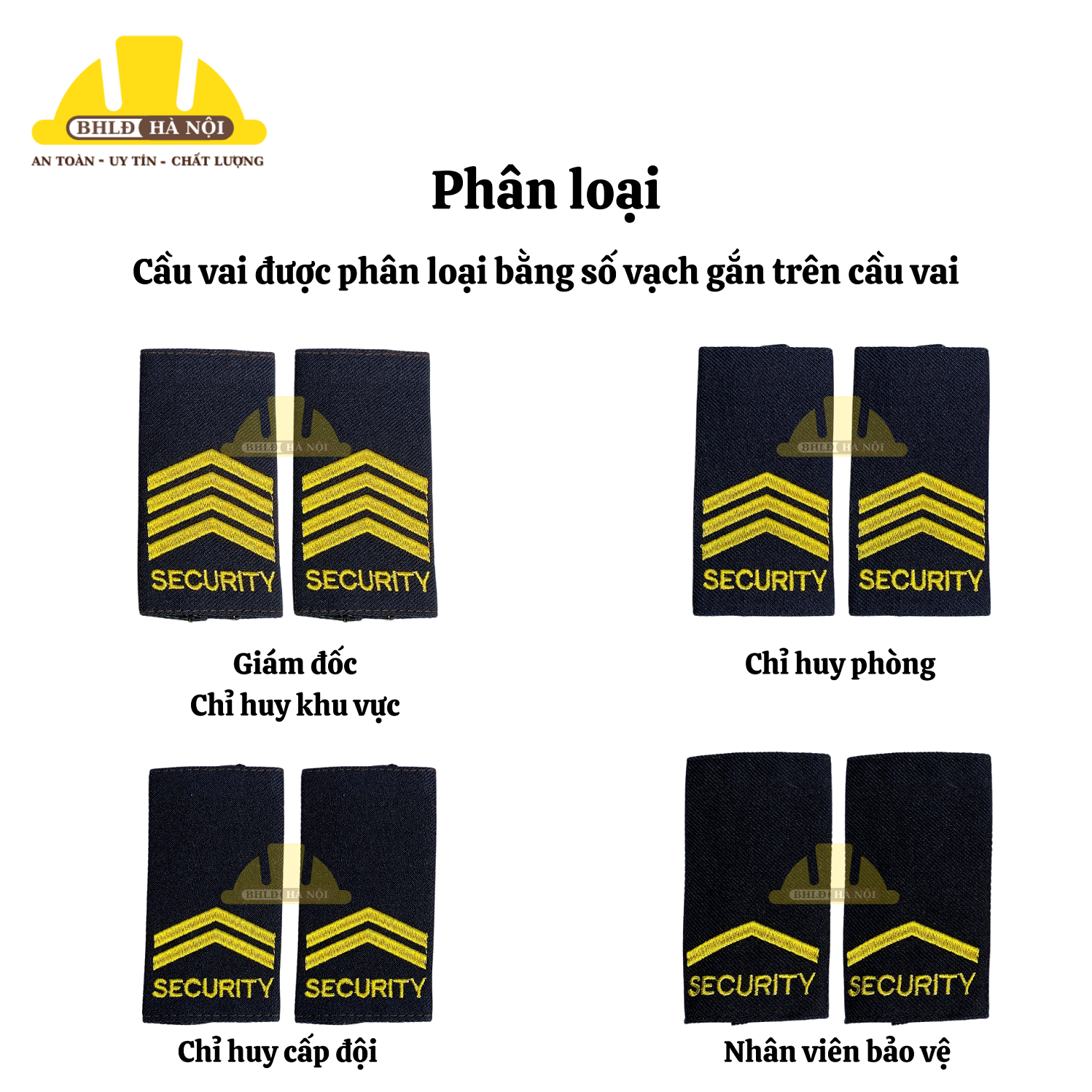 Cầu vai ống bảo vệ  thêu SECURITY