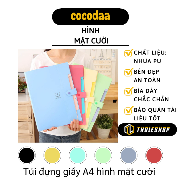 Bìa kẹp tài liệu A4 - Túi đựng giấy A4 hình mặt cười - Túi hóa đơn, đựng sắp xếp hồ sơ, vật tư văn phòng
