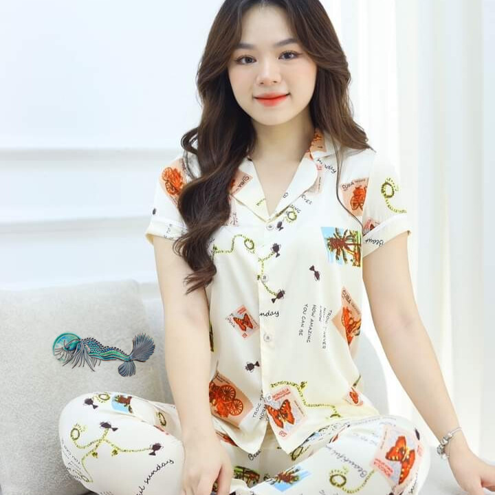Bộ Pyjama lụa mặc nhà cho nữ