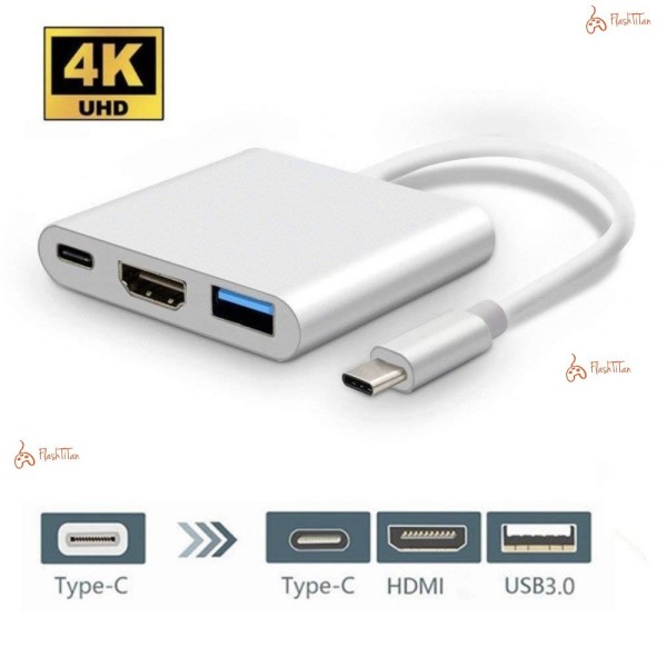 Bảng giá Bộ Adapter cáp chuyển Type-C sang HDMI 4k/USB/TypeC 3 trong 1 dùng trong trình chiếu cho Macbook, iPad, Smart Phone Phong Vũ