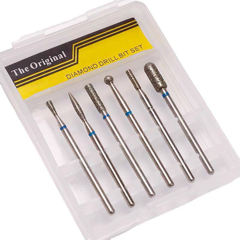 Set 6 đầu mài da mài khoé Nail cao cấp - Hộp 6 đầu mài móng tay chuyên dụng làm nail