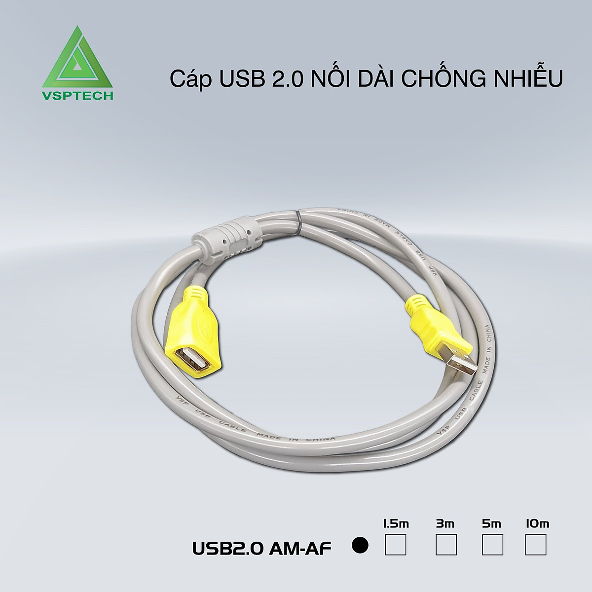 VSPTECH 2.0 USB EXTENSION CABLE (GRAY WIRE) 1M5, 3M, 5M, 10 Meters