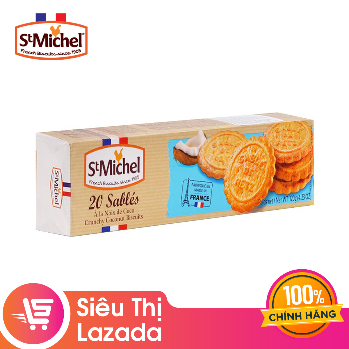 Bánh qui bơ Sablés dừa 120G hiệu St Michel
