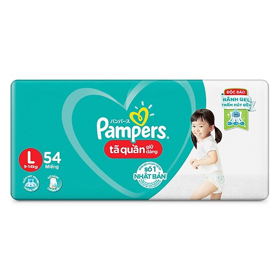 Tã Quần Pampers Giữ Dáng Mới Gói Đại L54 (size L - 54 miếng)