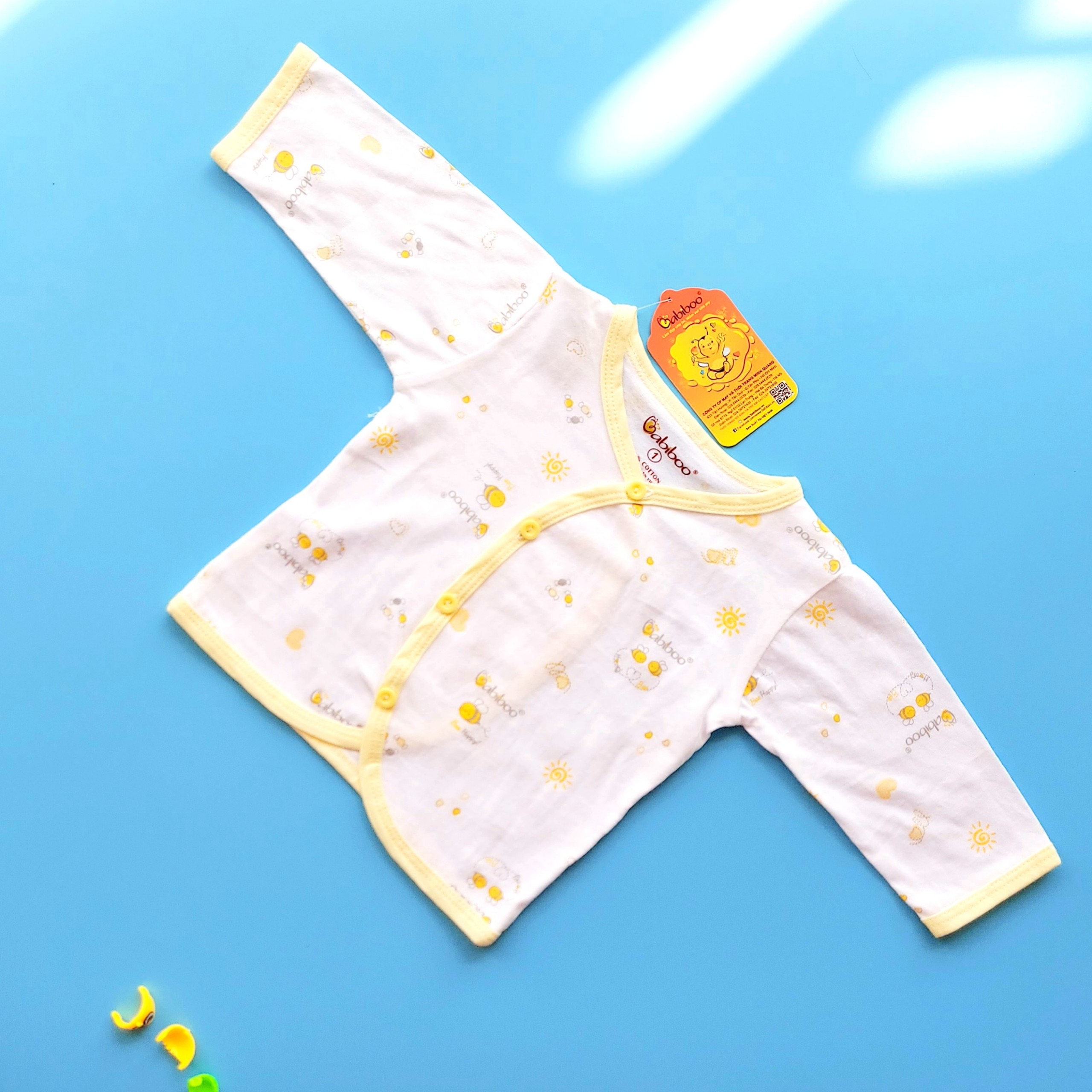 Áo Sơ Sinh Cổ Tim Tay Dài In Hình BABIBOO - BB43