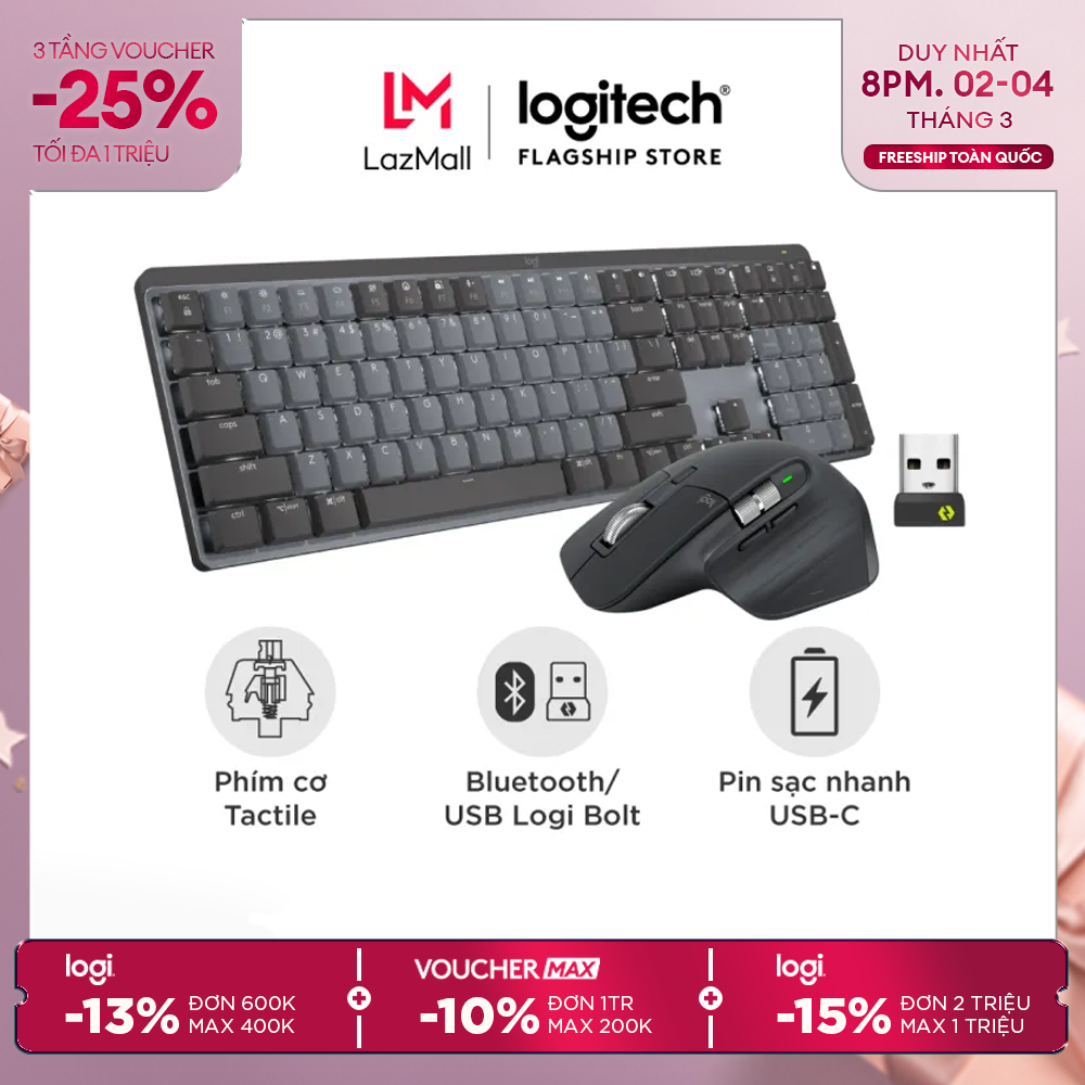 Combo Bàn phím Logitech Mechanical và chuột Logitech MX Master 3S