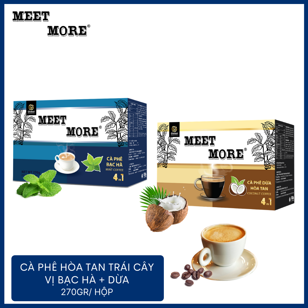 Combo 2 Hộp cà phê hòa tan vị Dừa + Bạc hà