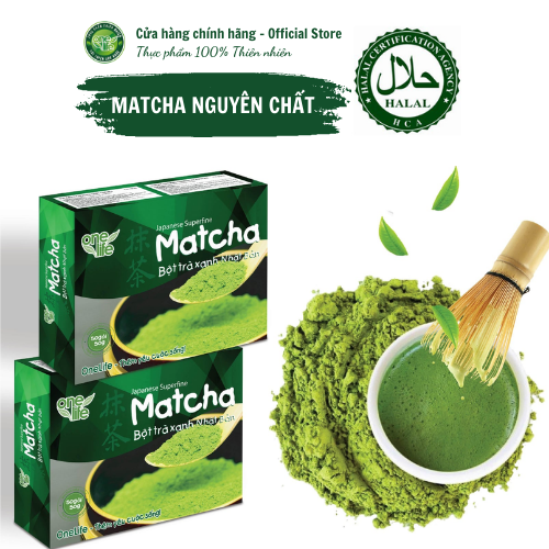 Halal Bột Matcha Trà xanh Nhật Bản 100% nguyên chất hòa tan uống liền giảm cân, không đường OneLife