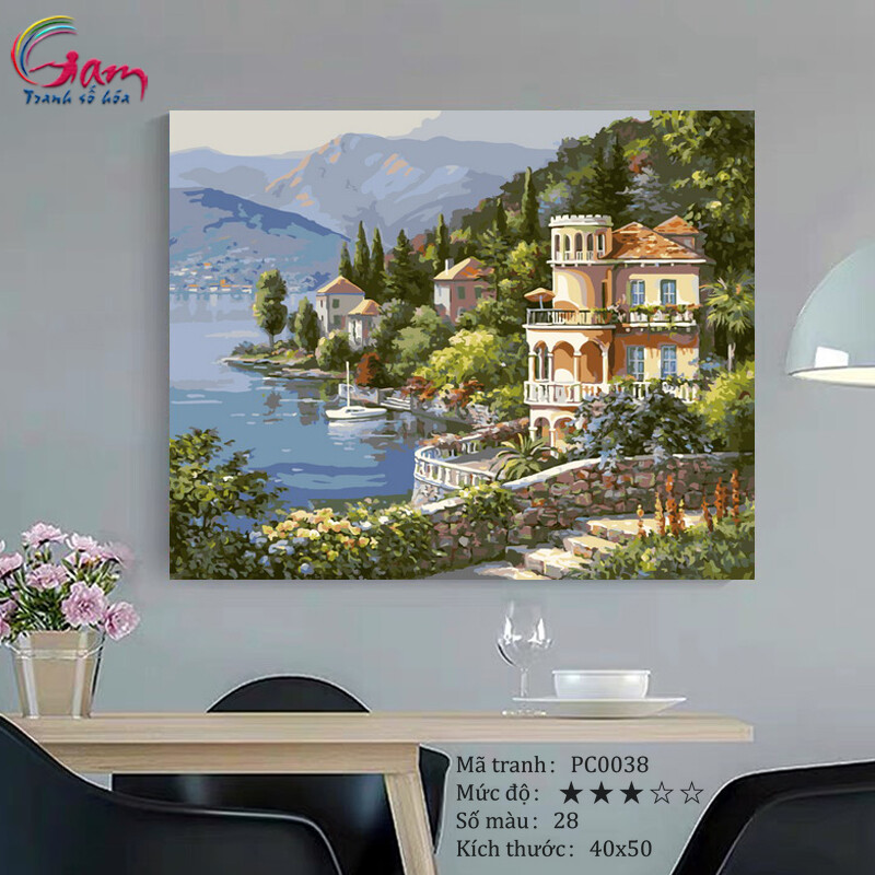 DIY Painting By Numbers Kit Seashore Seascape Painting No PC0038 For Home Wall Decor, New Hobby And Gift Picture On Canvas Acrylic paint Coloring By Number
