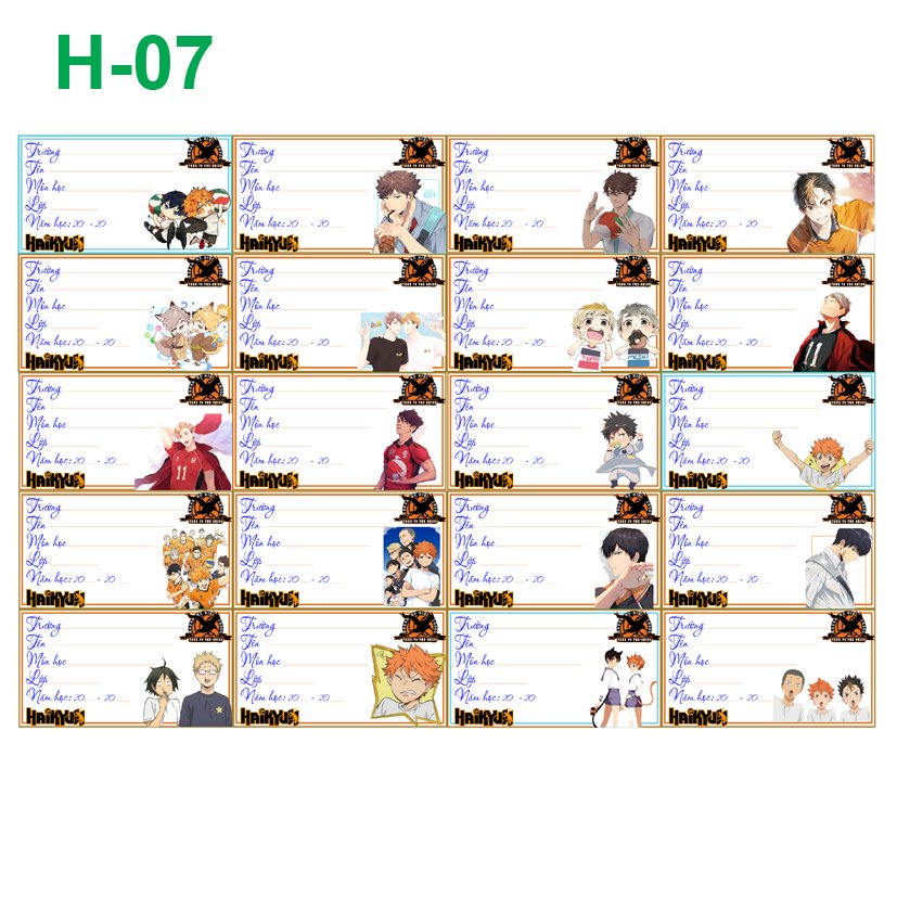 Nhãn vở set 40-100 nhãn Haikyuu!!