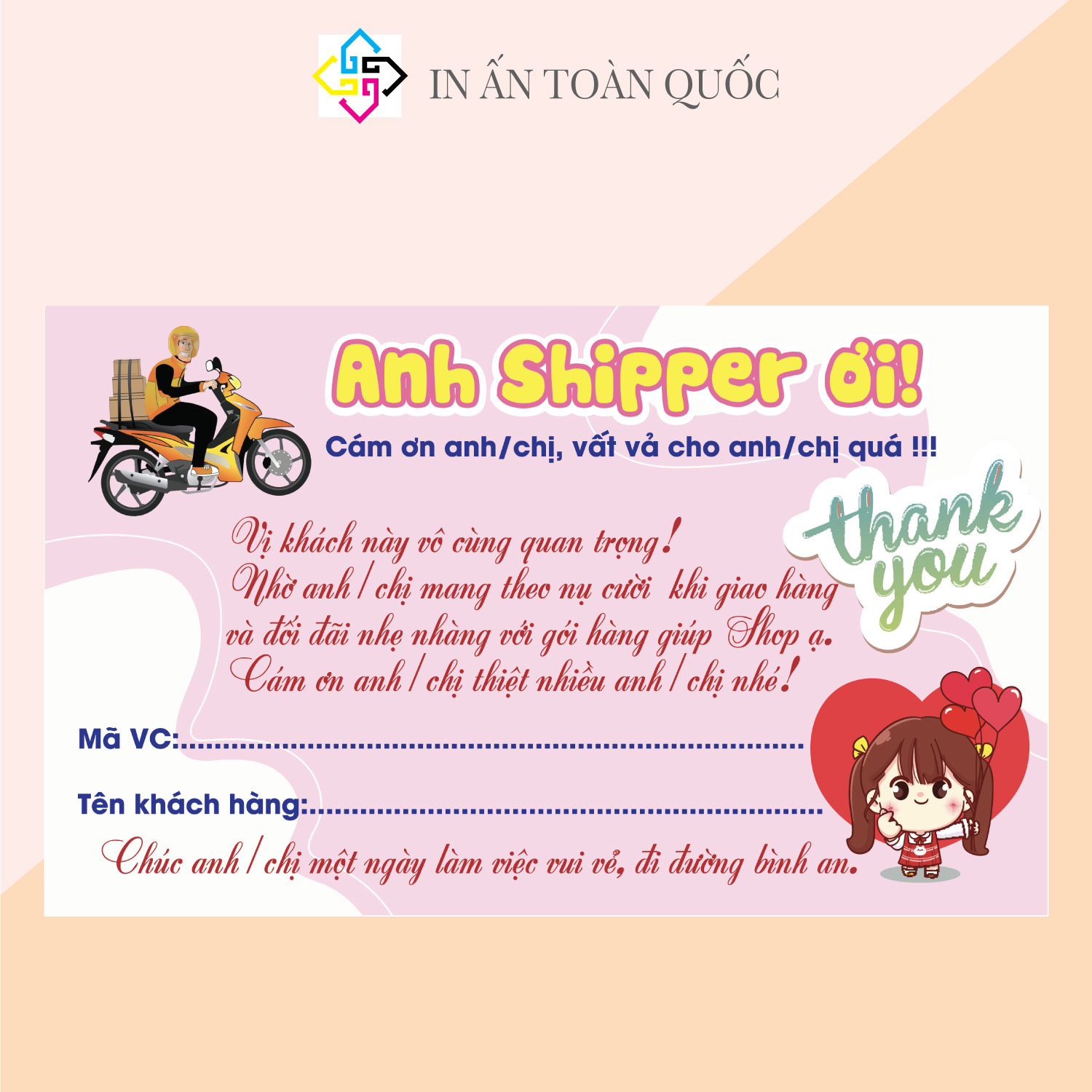 [HCM]Tem nhãn decal dán hàng cod cảm ơn anh shipper 100 cái