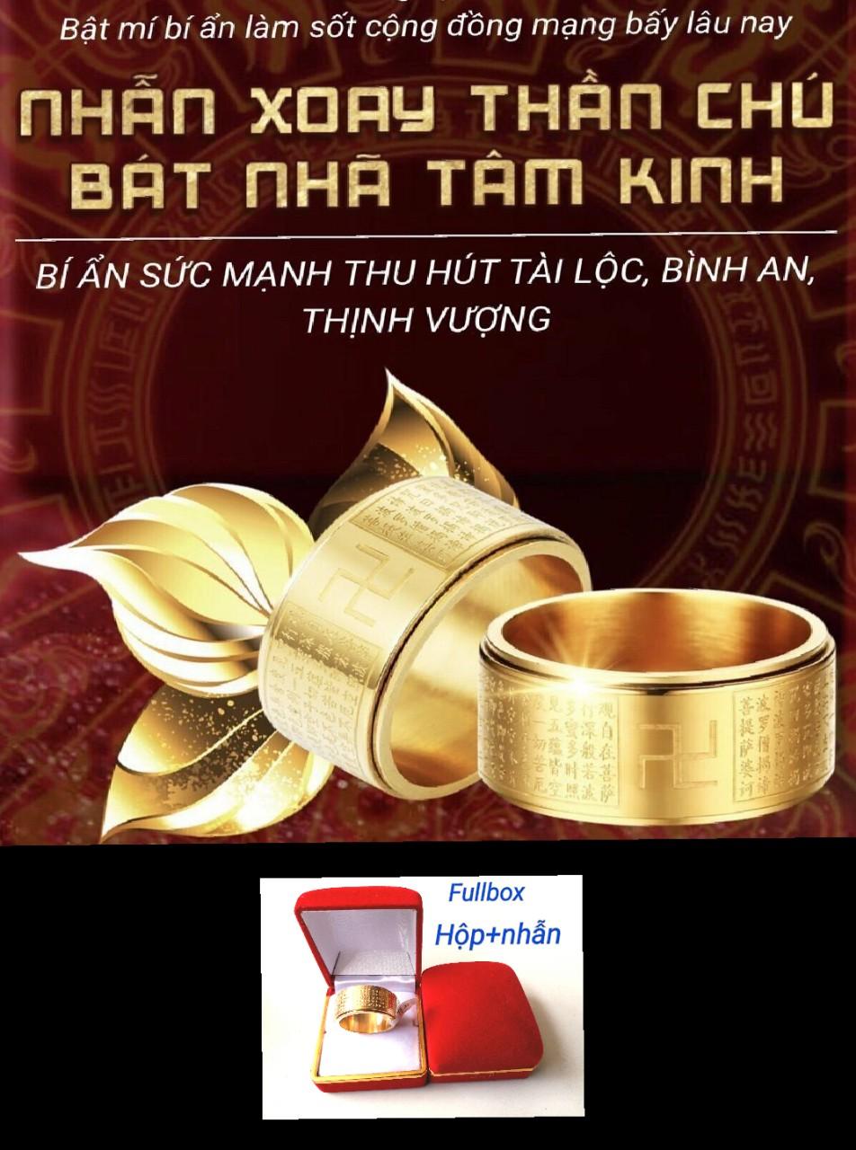 giá Sỉ Fullbox Hộp+Nhẫn bát nhã tâm kinh - xoay 360 độ không phai màu đeo vĩnh viễn thích hợp làm quà tặng