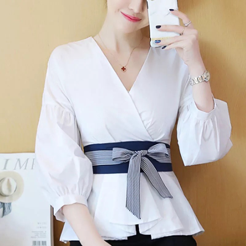 [HCM]Áo Kiểu Nữ Phối Màu Thanh Lịch