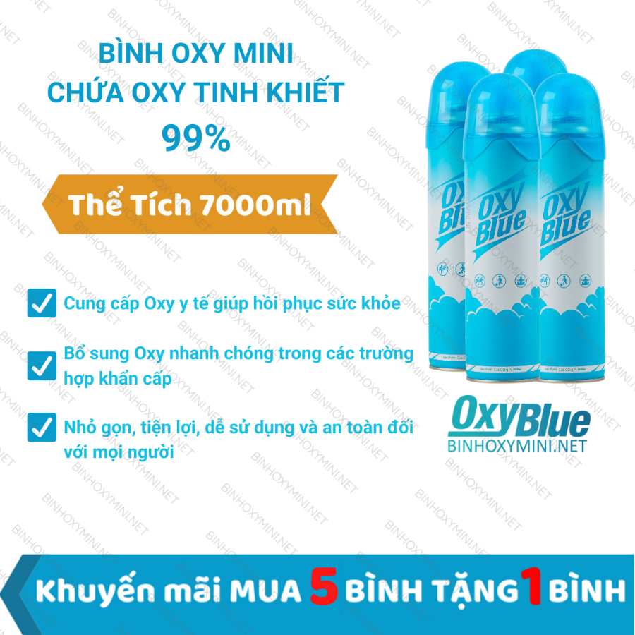 Bình Oxy Mini Cầm tay chứa Oxy tinh khiết 99%