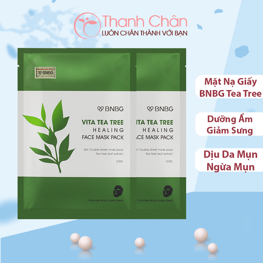Mặt Nạ BNBG Tràm Trà Giảm Mụn, Kiềm Dầu, Se Khít Lỗ Chân Lông BNBG VITA TEA TREE HEALING FACE MASK PACK 30g