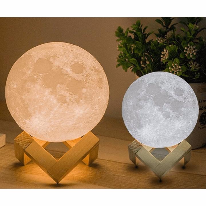 Đèn Ngủ Mặt Trăng 3D Moon Light 3D Version 2018 Size 15 và 18 Cm Tặng Kèm Đế Gỗ