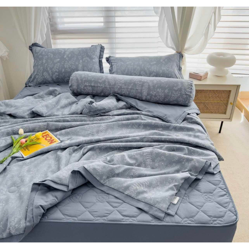 Set đũi Hàn nhập khẩu chăn ga trần 5 món