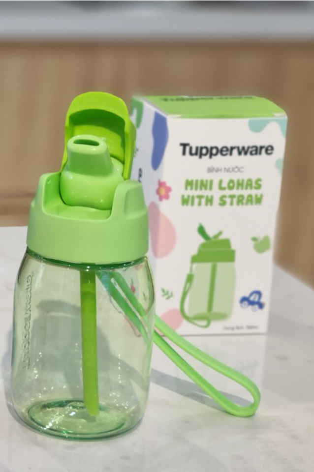 Bình nước Tupperware Mini Lohas có ống hút 350ml