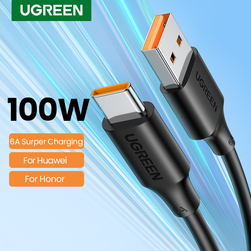 Cáp USB UGREEN 6A 5A 100W Cho Xiaomi Huawei 50 P40 30 Pro Siêu Sạc USB Type C Cáp Sạc Nhanh Cho Huawei Mate 50 Pro