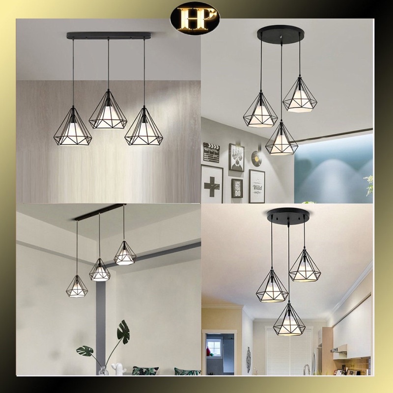 Đèn thả trang trí hình khối kim cương decor bàn ăn, nhà hàng càFe salon …