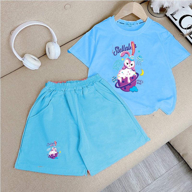 Giá sỉ Đồ bé gái size đại 30kg-50kg bao gồm áo thun ngắn tay bé gái mùa hè kèm quần jogger thể thao cá tính LAZAKIDS đẹp T-SHIRT1990