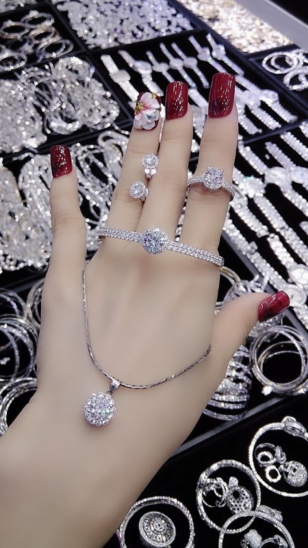 Bộ Trang Sức Bạch Kim Cao Cấp - Givishop - B4170522 , Bền Màu, Sáng Như Vàng Thật, Chất Liệu Bạc Thái, Không Đen, Không Ngứa - Thiết Kế Đi Tiệc, trang suc vang bac da quy, trang suc bo bach kim, trang suc nu bang bac, nu trang bac cao cap