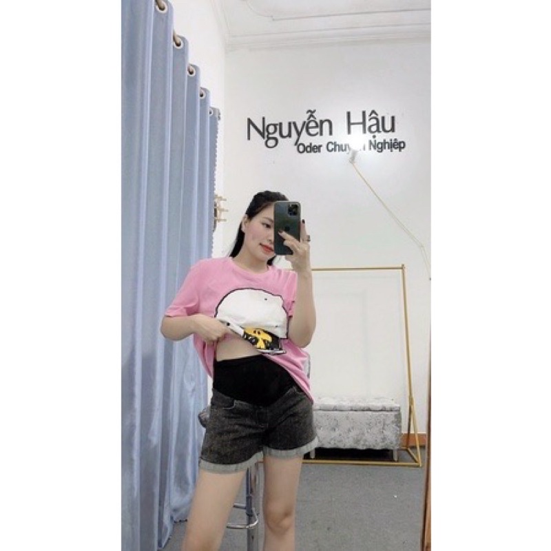 Quần bầu short jean, quần sooc bầu cực dễ mix đồ( hàng có sẵn giao ngay)
