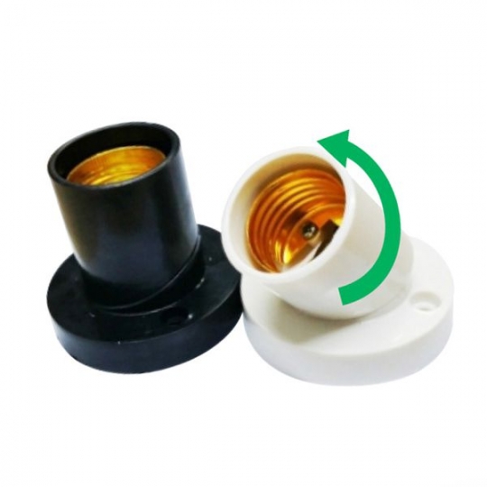 Đui Đèn E27 Gắn Tường Xoay Thẳng, Xéo Đa Năng Kèm Tắc Kê Và Vít