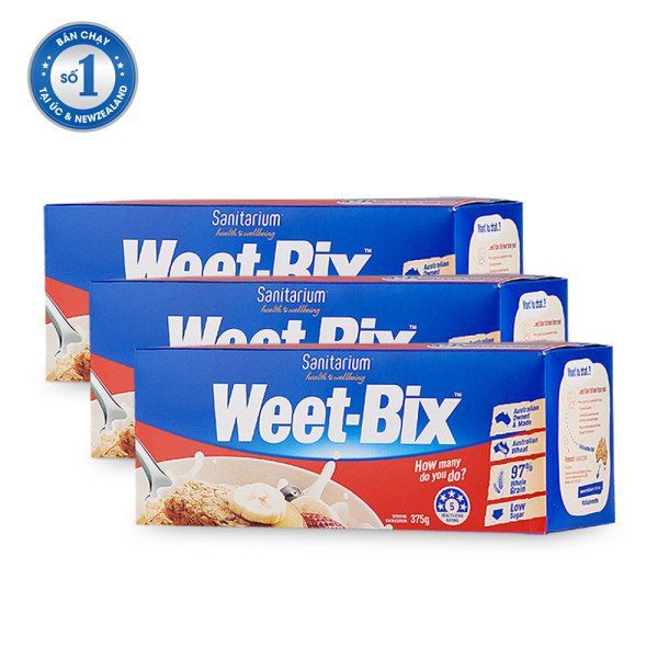 3 Hộp bánh ngũ cốc Weet Bix 375g/hộp, làm từ lúa mì nguyên chất Úc, giàu vitamin chất xơ, nhập khẩu Úc  HSD 13/05/2021