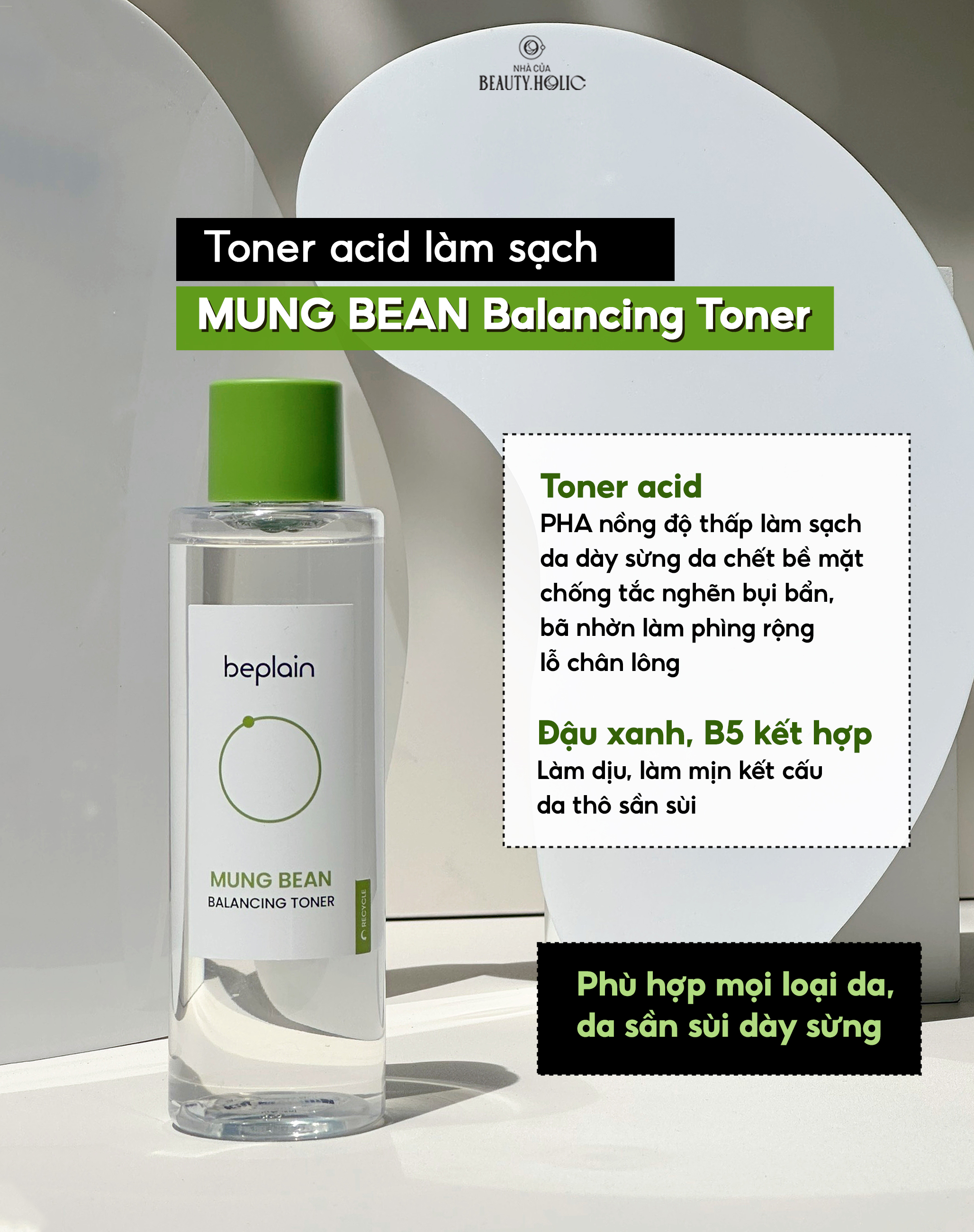 [HCM][Nhacuabeautyholic]  [DATE T9.2023] Toner đậu xanh Beplain Greenfull Balancing