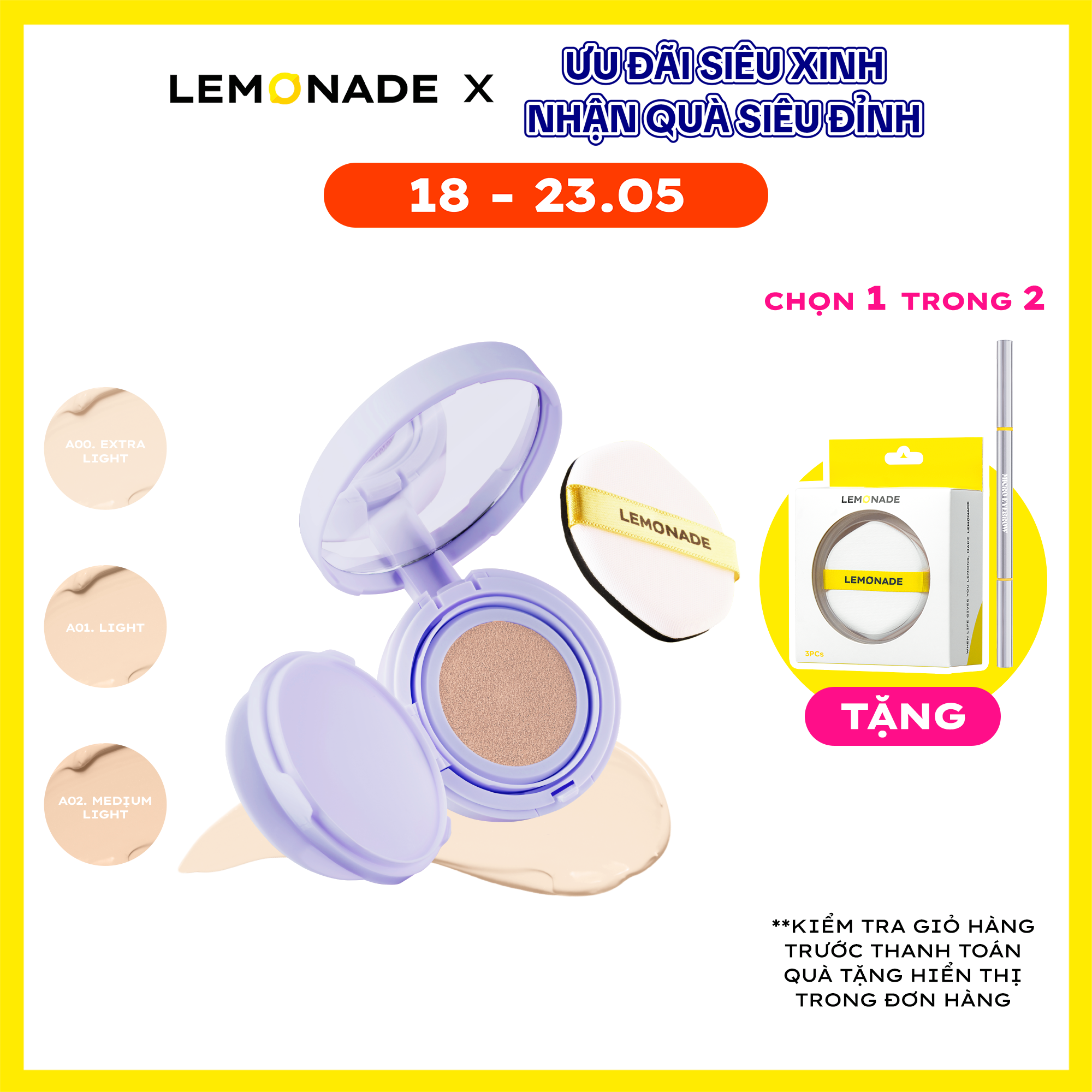 Phấn Nước Mỏng Nhẹ Kiềm Dầu Thuần Chay Chống Nắng Lemonade SuperMatte No Makeup Cushion 15g